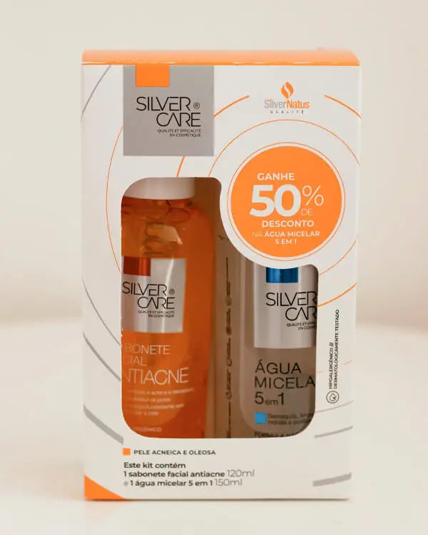 KIT SABONETE FACIAL ANTIACNE + ÁGUA MICELAR SILVER CARE