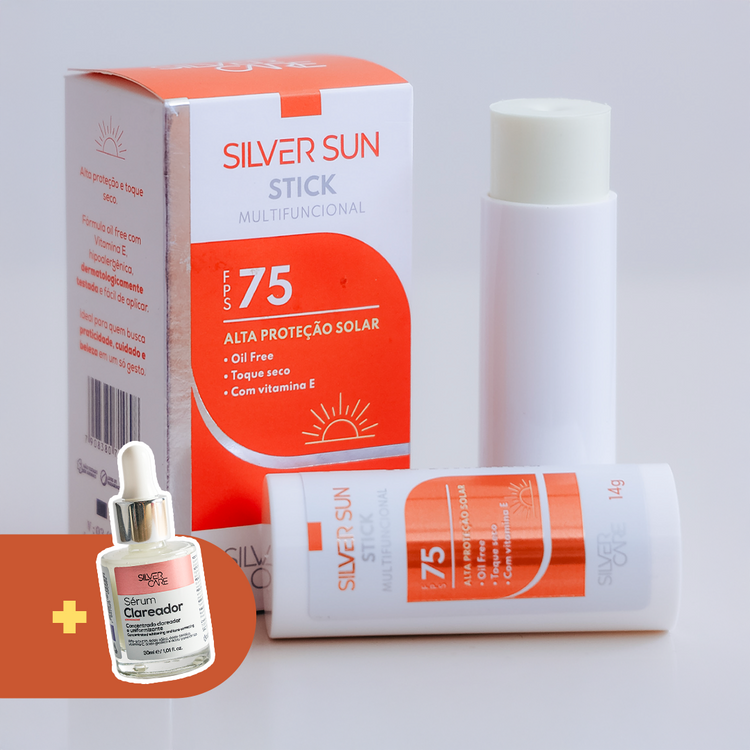 Duplinha Sérum Clareador + Protetor Solar Stick FPS75 14g