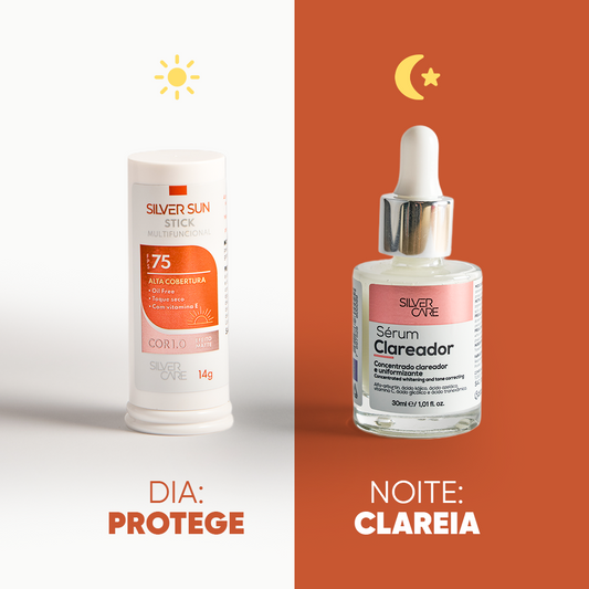 Duplinha Sérum Clareador + Protetor Solar Stick FPS75 14g