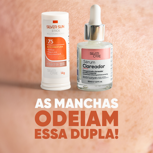 Duplinha Sérum Clareador + Protetor Solar Stick FPS75 14g