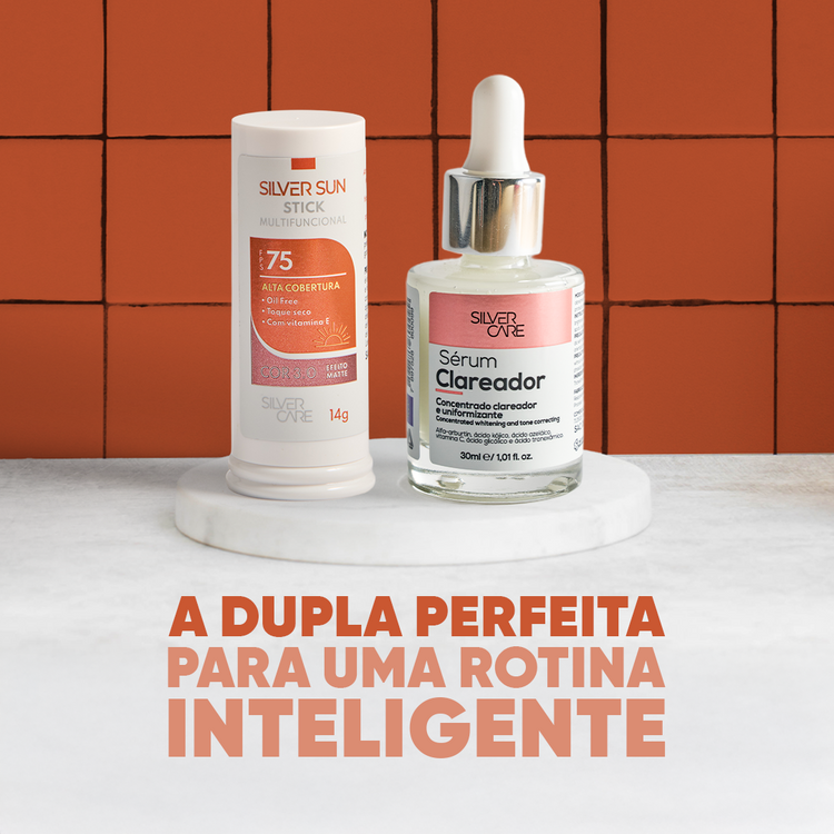 Duplinha Sérum Clareador + Protetor Solar Stick FPS75 14g