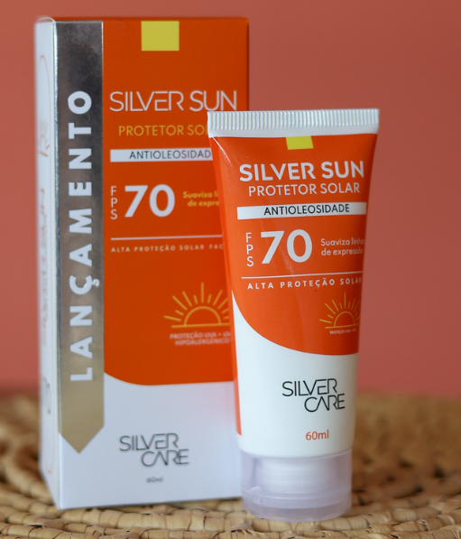 SILVER SUN PROTETOR SOLAR FACIAL ANTIOLEOSIDADE FPS 70 60ML