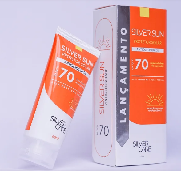 SILVER SUN PROTETOR SOLAR FACIAL ANTIOLEOSIDADE FPS 70 60ML